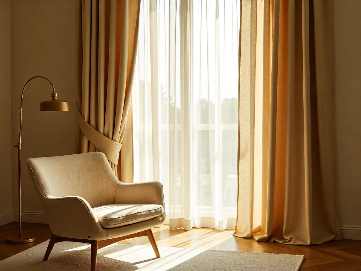 Contemporary curtain design with minimalist styling and premium fabric